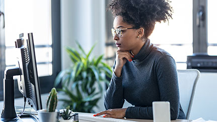 woman working at a computer