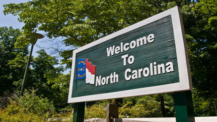 Welcome to North Carolina sign