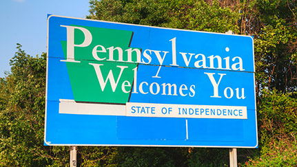 Pennsylvania Welcomes You sign