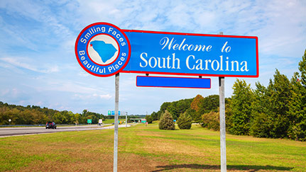 Welcome to South Carolina sign