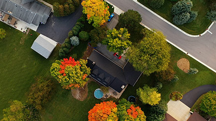 Ariel view of a house